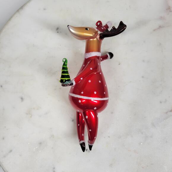 Vtg Lefton Reindeer Figurine Japan Hand Painted Gold Accents Christmas Decor - Picture 1 of 14